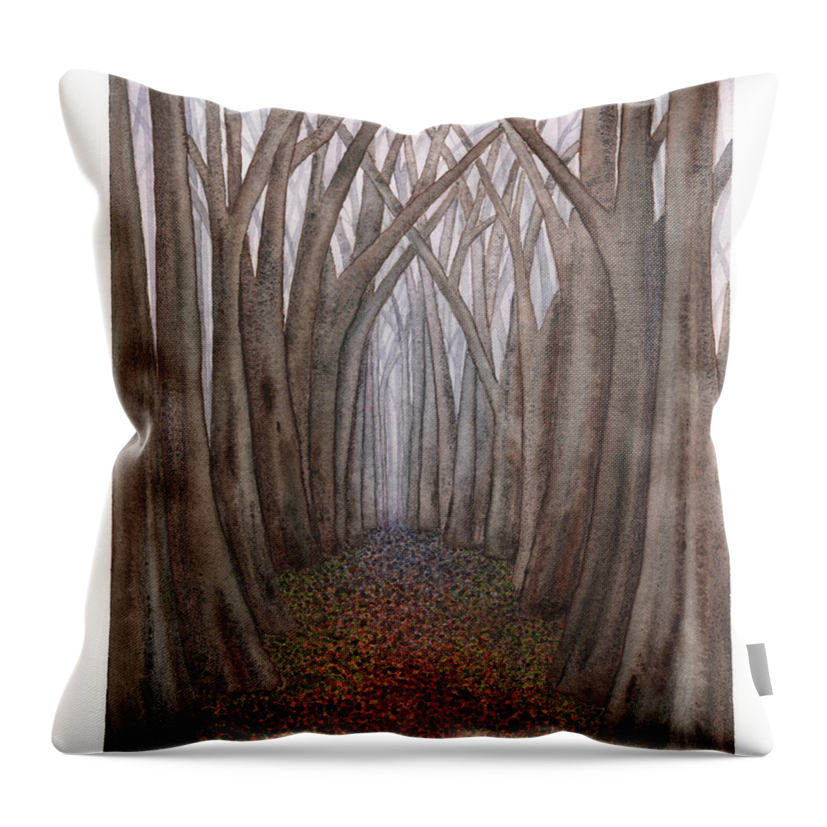 Forest Throw Pillow featuring the painting Another Trip into the Woods by Hilda Wagner