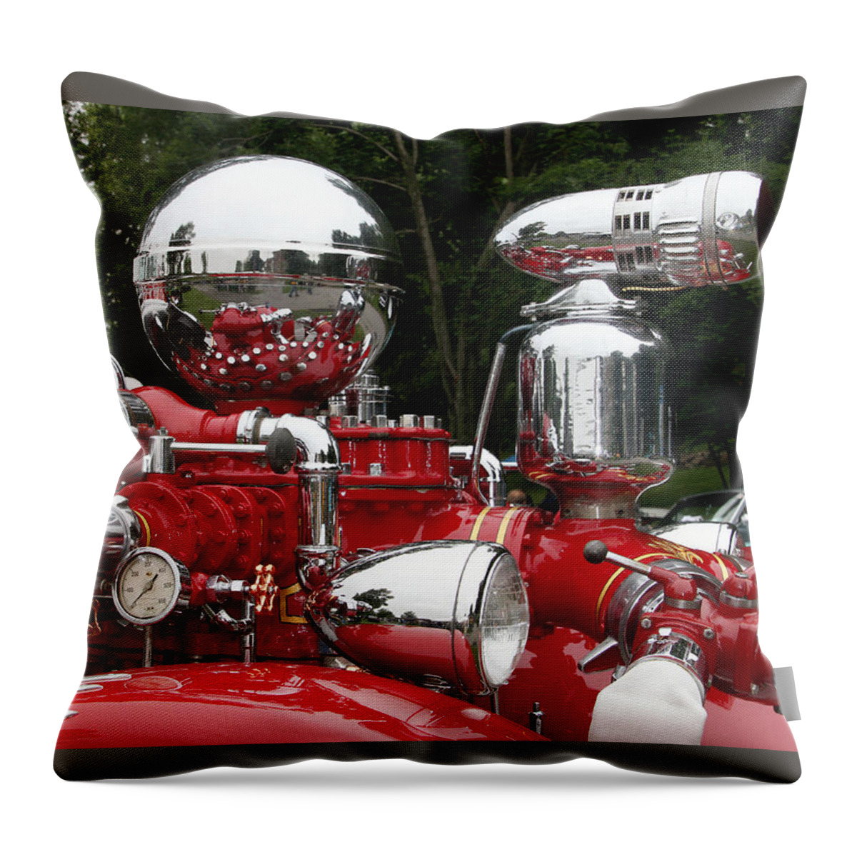 Vintage Throw Pillow featuring the photograph Antique Fire Engine 2 by Bob Slitzan