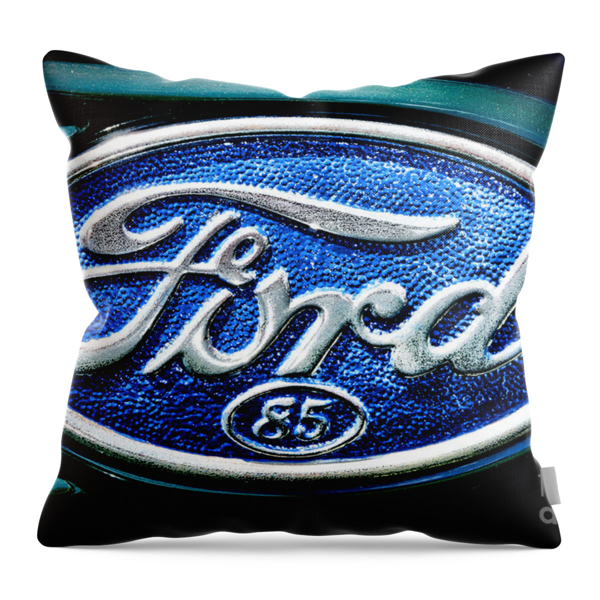 1939 Throw Pillow featuring the photograph Antique Ford Badge by Olivier Le Queinec