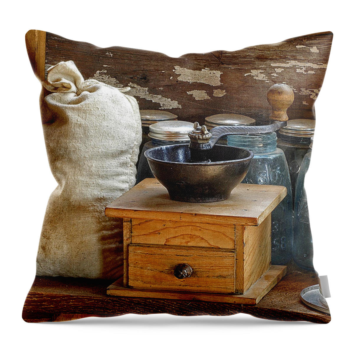 Grinder Throw Pillow featuring the photograph Antique Grinder by Scott Read