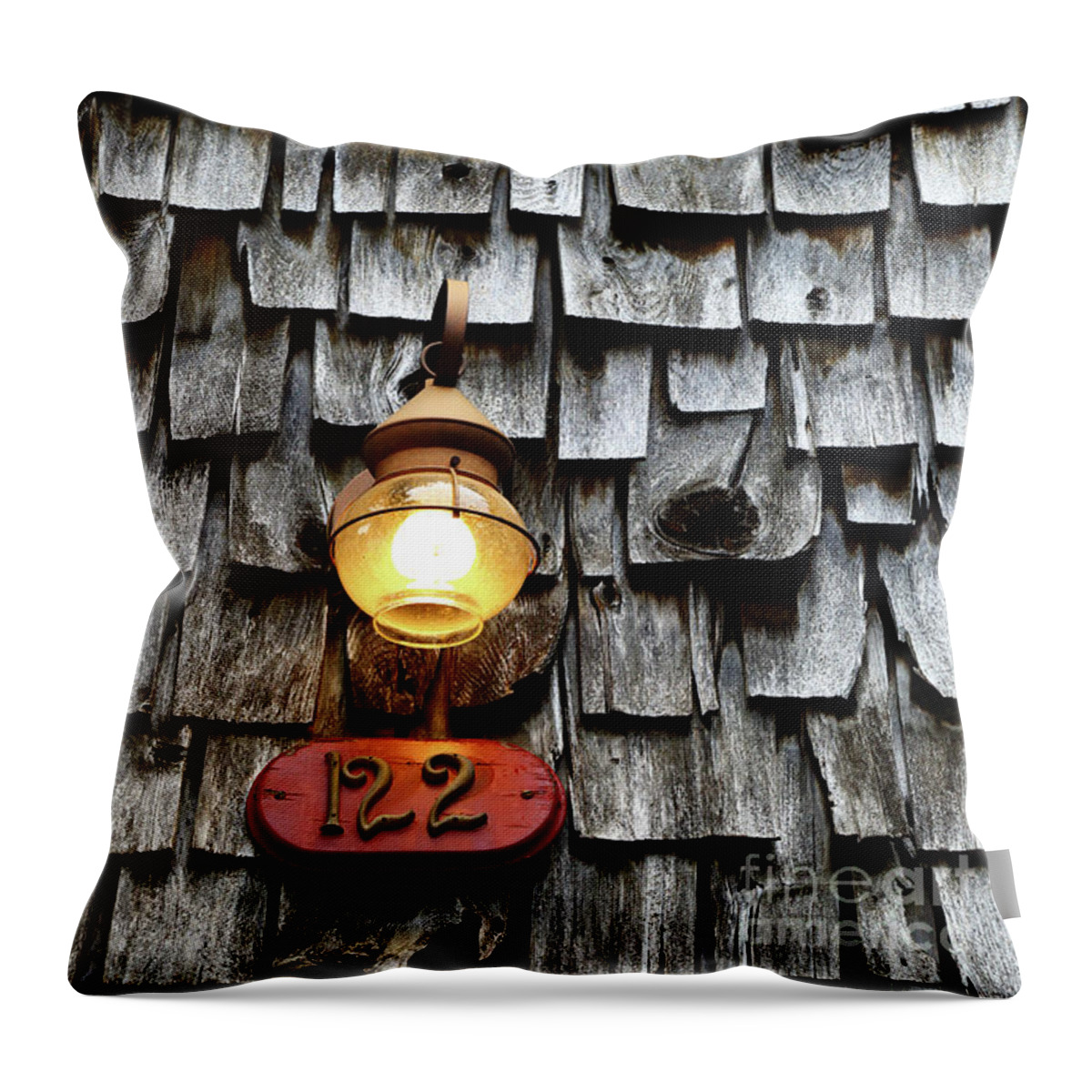 Lamp Throw Pillow featuring the photograph Antique Lamp and Wooden Tiles Frederick Maryland by James Brunker