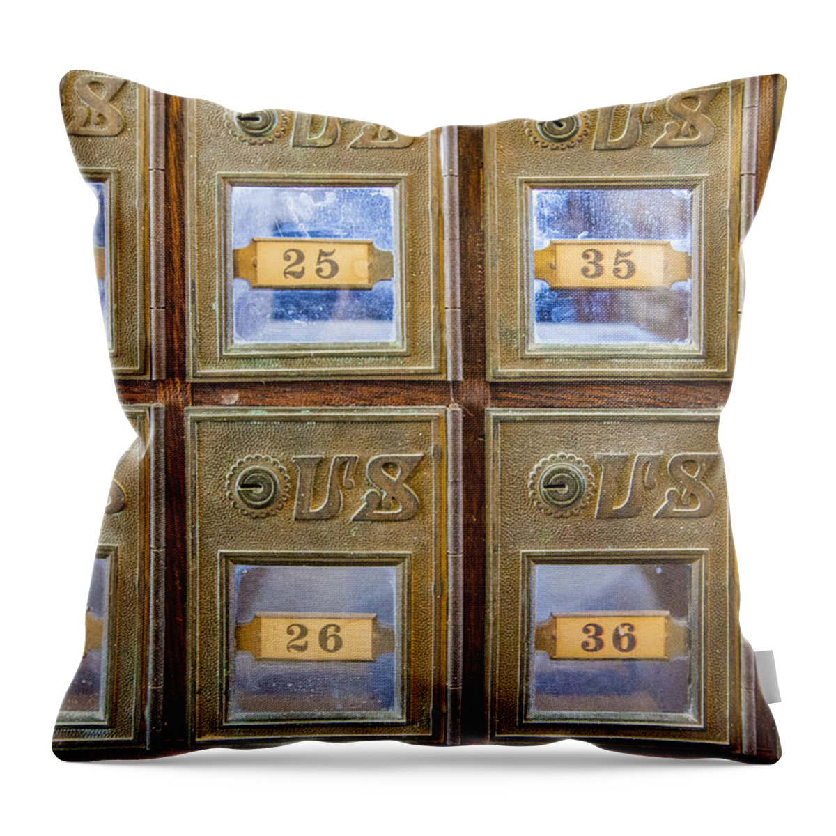 Antique Throw Pillow featuring the tapestry - textile Antique Mailbox Color by Kathy Adams Clark