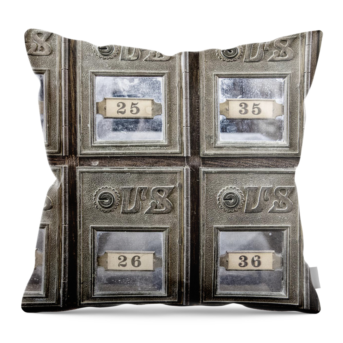 Antique Throw Pillow featuring the tapestry - textile Antique Mailbox by Kathy Adams Clark
