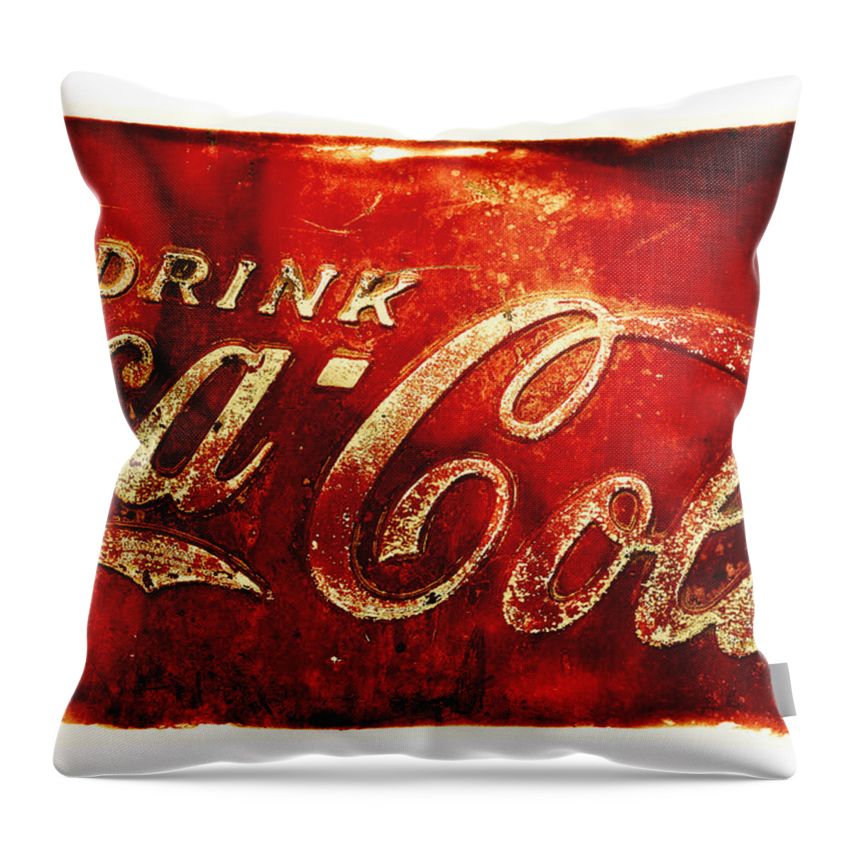 Antique Ice Box Throw Pillow featuring the photograph Antique soda cooler 2A by Stephen Anderson