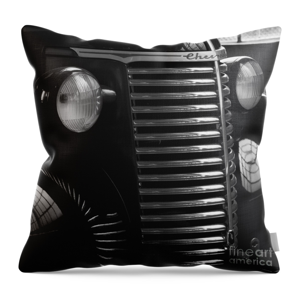 Truck Throw Pillow featuring the photograph Antique Truck Black and White by Wilma Birdwell