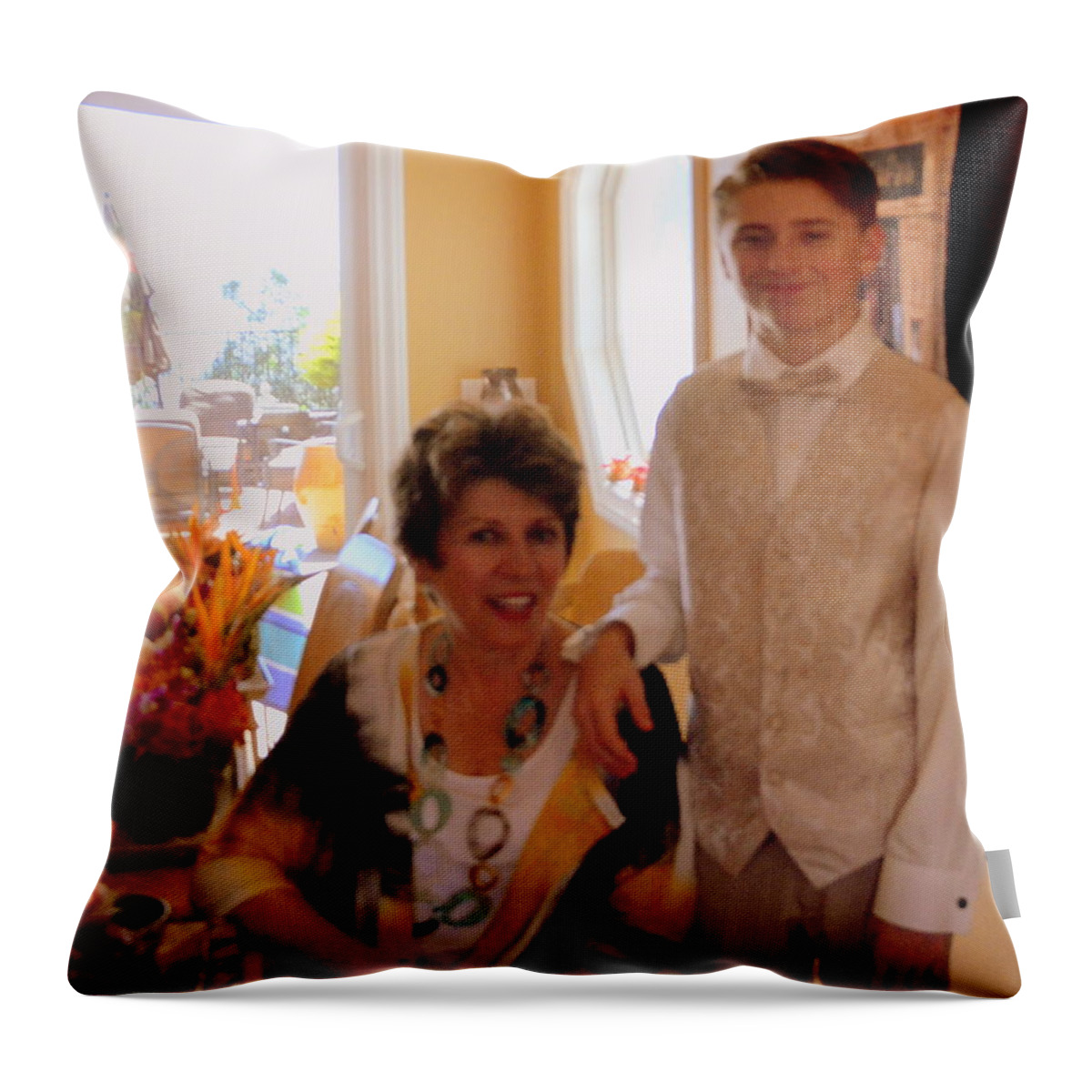Canvas Throw Pillow featuring the photograph Antonia and Grandson by Antonia Citrino