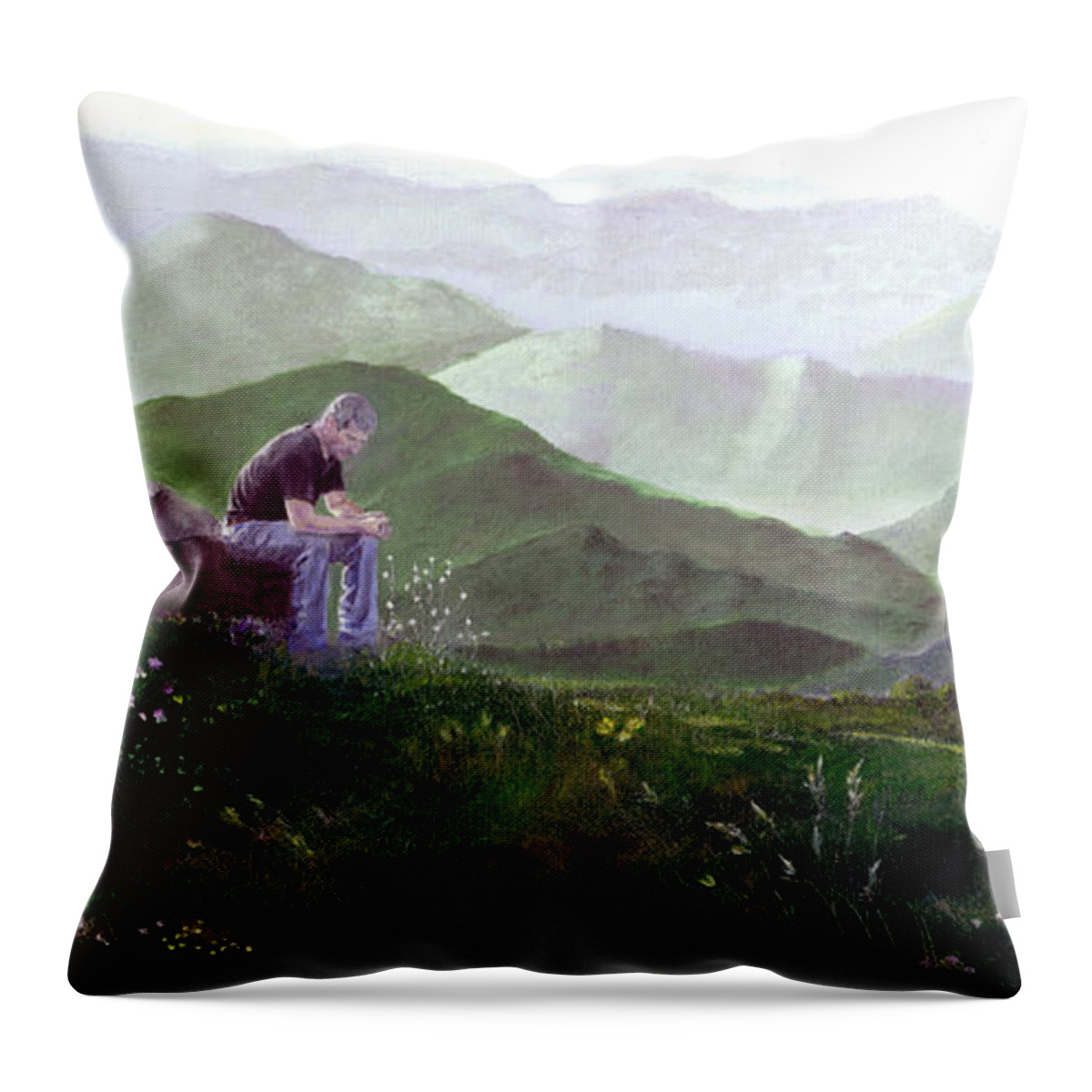Italy Throw Pillow featuring the painting Antonio Atop La Rocca de Monte Calvo by Albert Puskaric