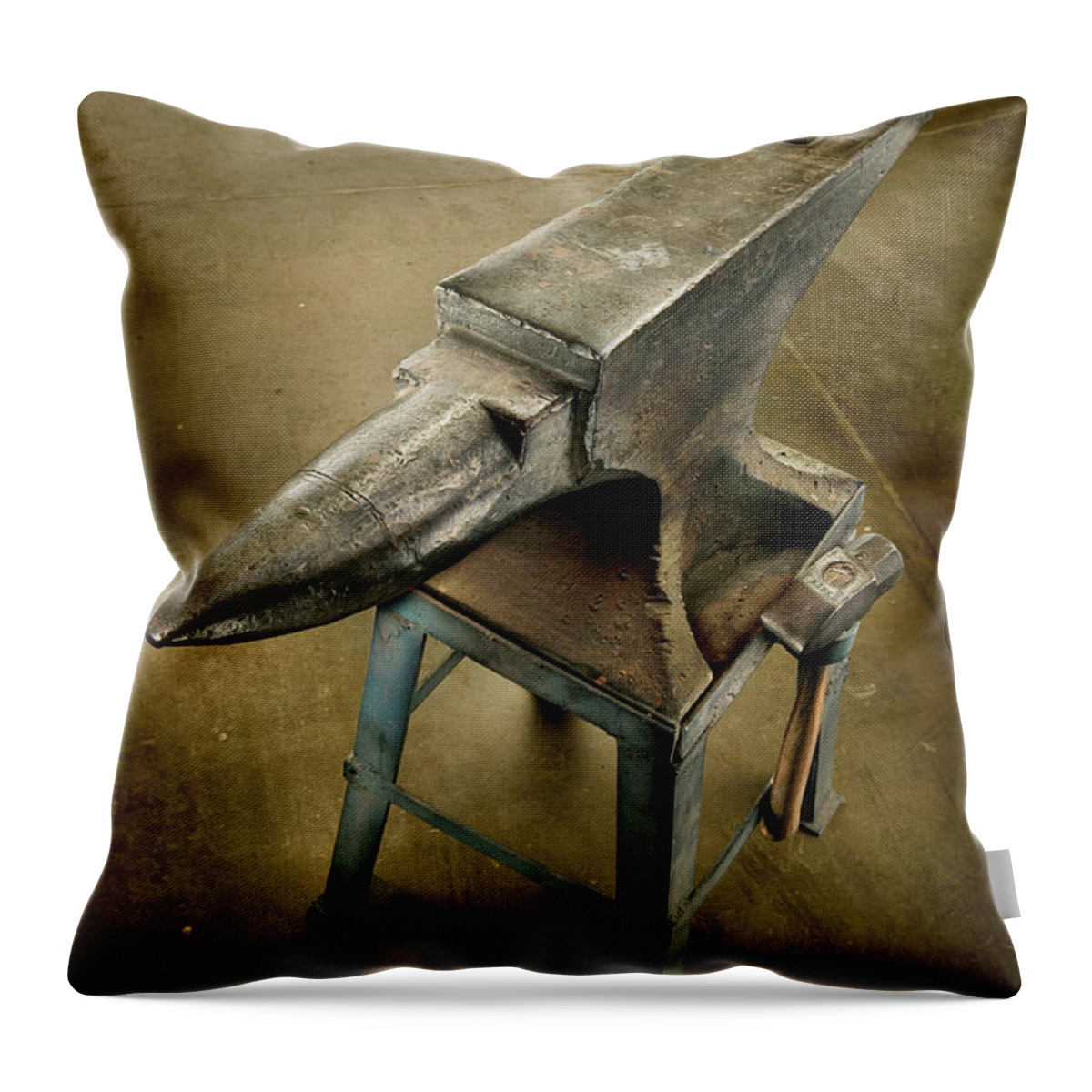 Antique Throw Pillow featuring the photograph Anvil and Hammer by YoPedro