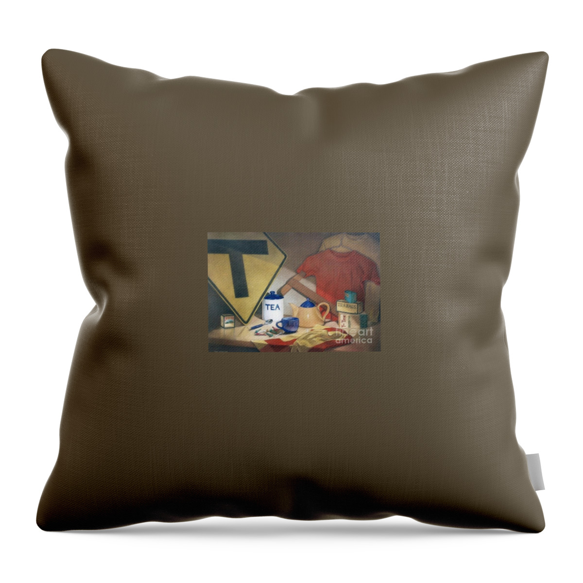 Jan Lawnikanis Throw Pillow featuring the painting Anyone For T by Jan Lawnikanis