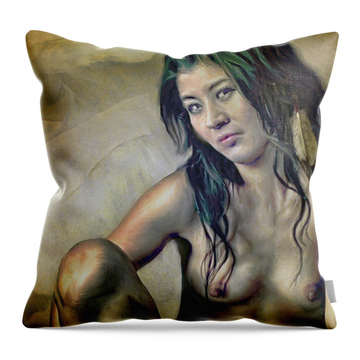 Salome Throw Pillow featuring the painting Apache by Salome Hooper