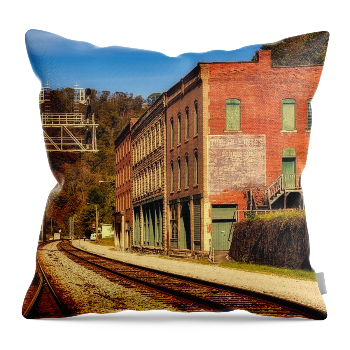 Appalachia Throw Pillow featuring the photograph Appalachian Coal Town by Mountain Dreams