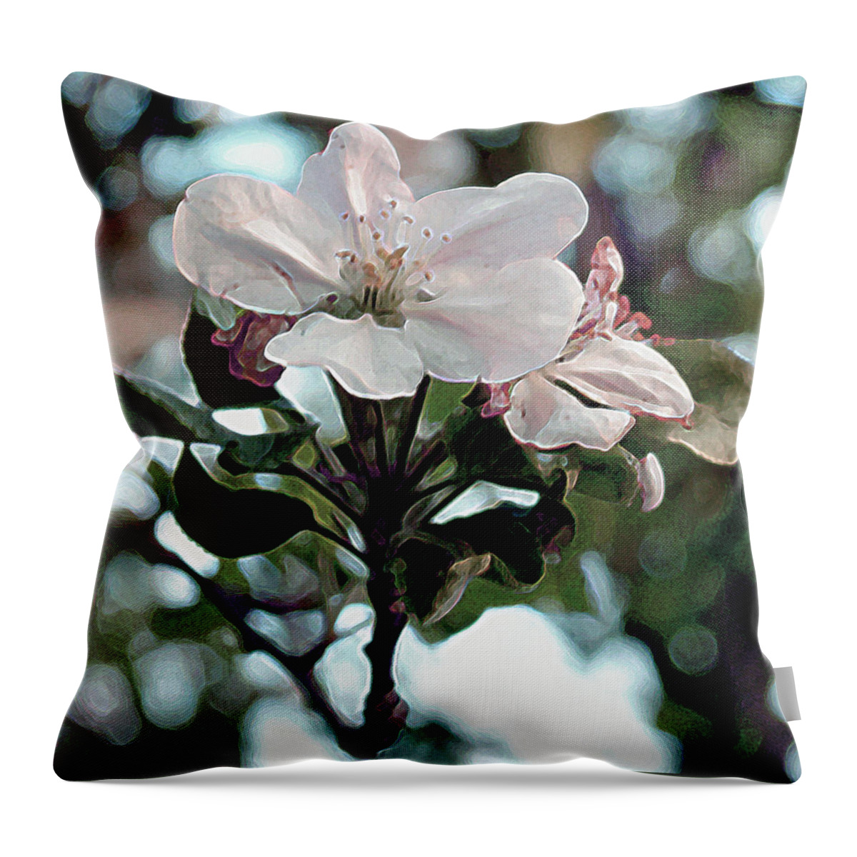Flowers Throw Pillow featuring the painting Apple Blossom Time by RC DeWinter
