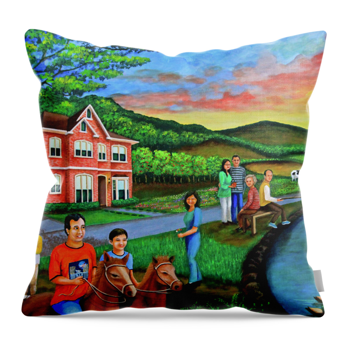 House Throw Pillow featuring the painting Apple Land by Cyril Maza
