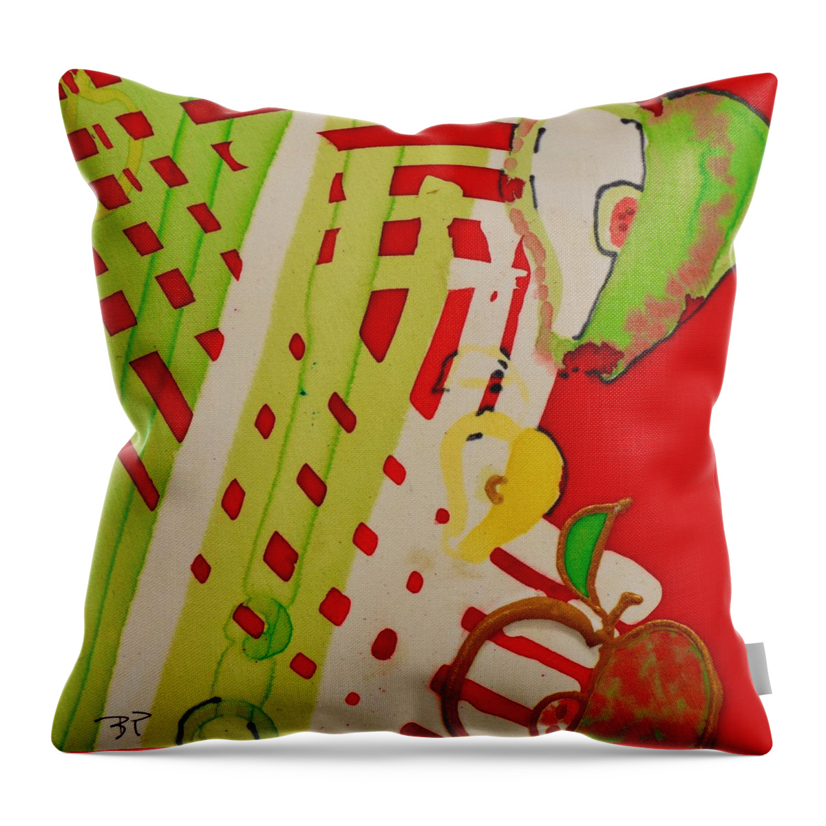  Throw Pillow featuring the painting Apple Slice by Barbara Pease