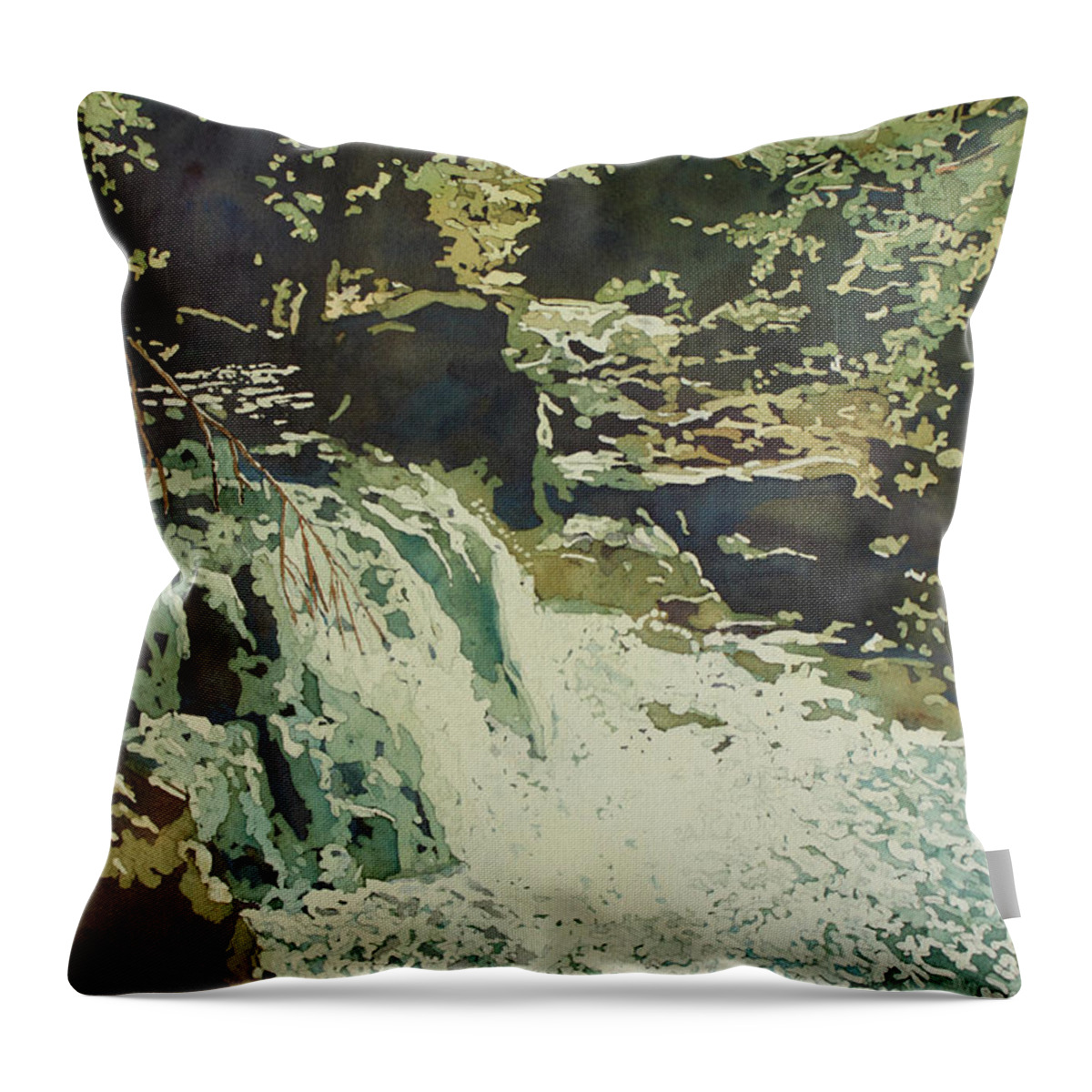 Waterfall Throw Pillow featuring the painting Aqua Falls by Jenny Armitage