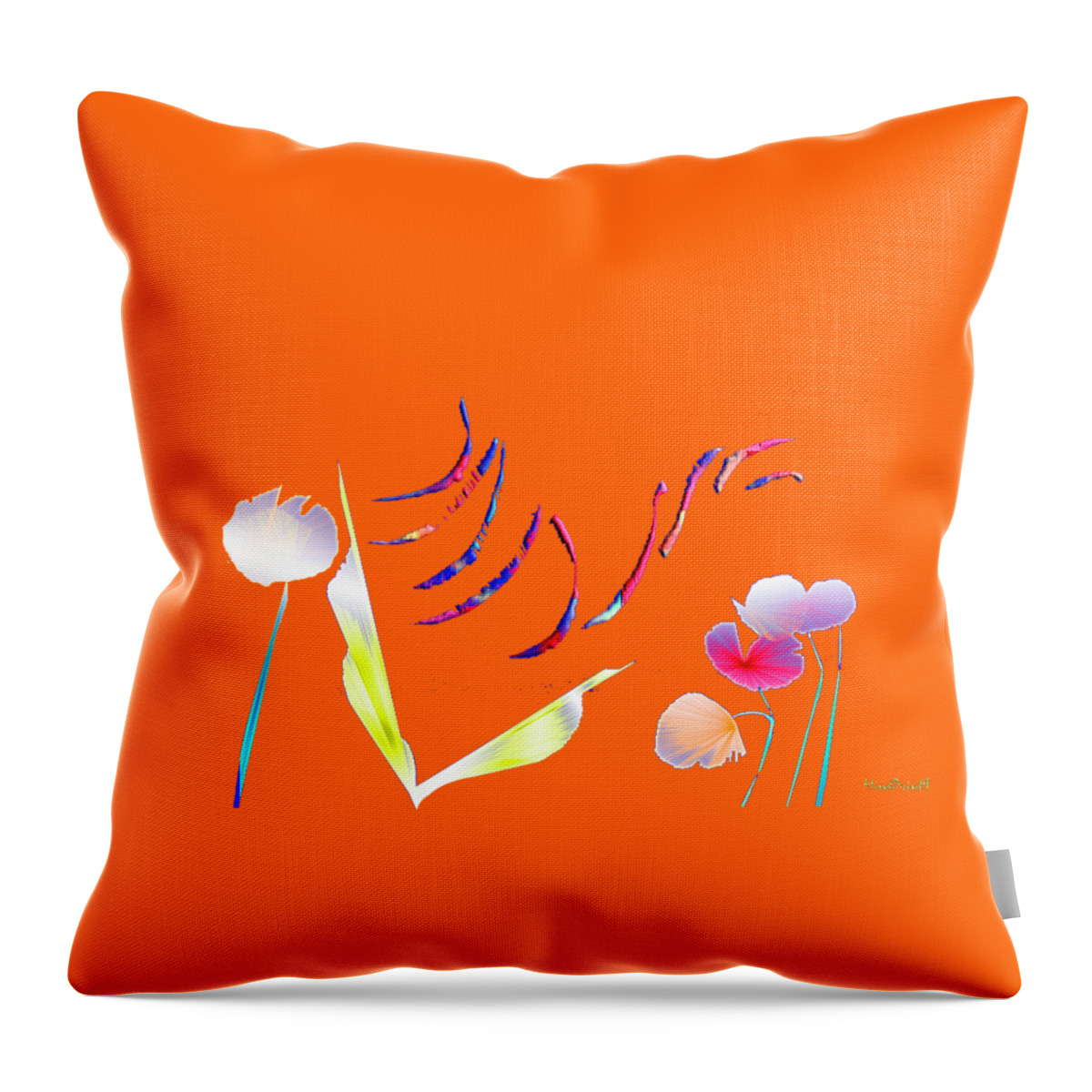 Flowers Throw Pillow featuring the digital art Aqua Flora by Asok Mukhopadhyay
