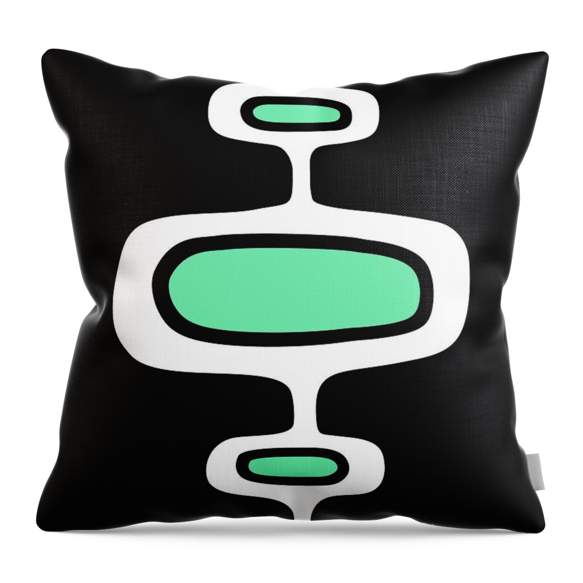 Mid Century Modern Throw Pillow featuring the digital art Aqua Mod Pod 1 on Black by Donna Mibus