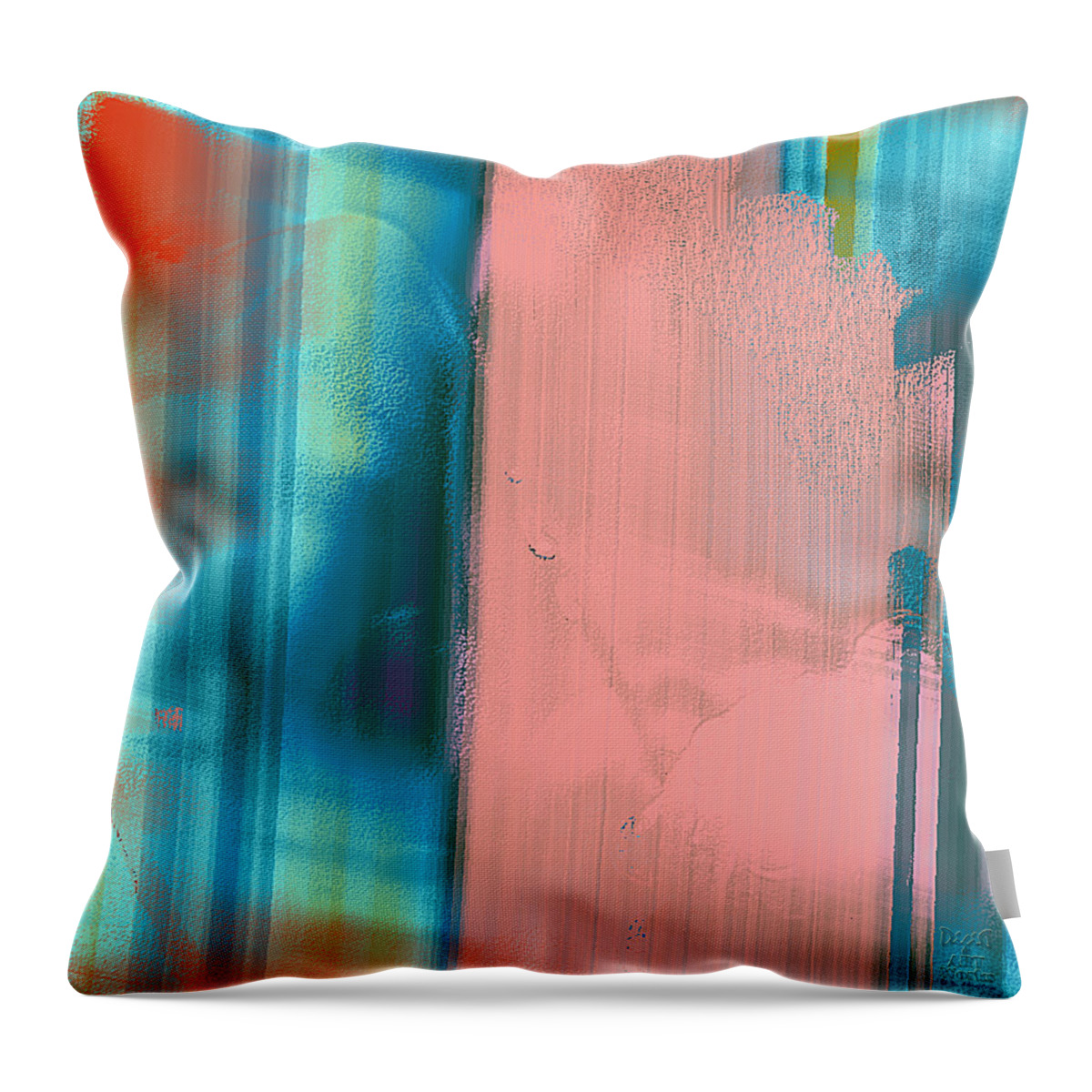 Ebsq Throw Pillow featuring the digital art Aqua Pink Abstract by Dee Flouton