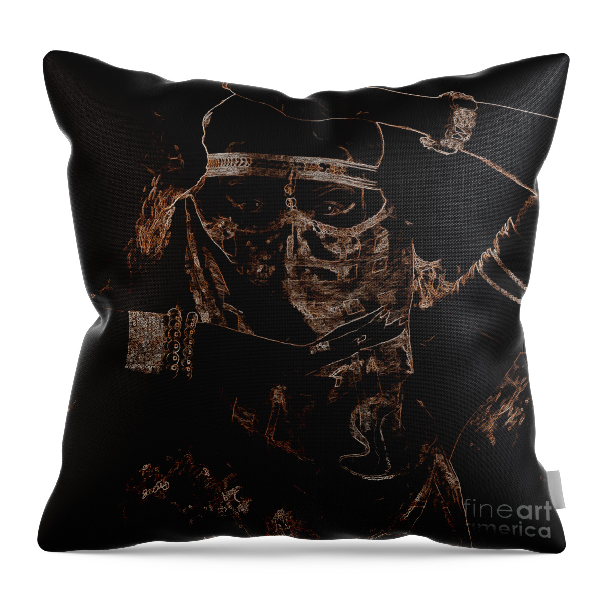 Arabian Dance Throw Pillow featuring the painting Arabian face 0901 by Gull G