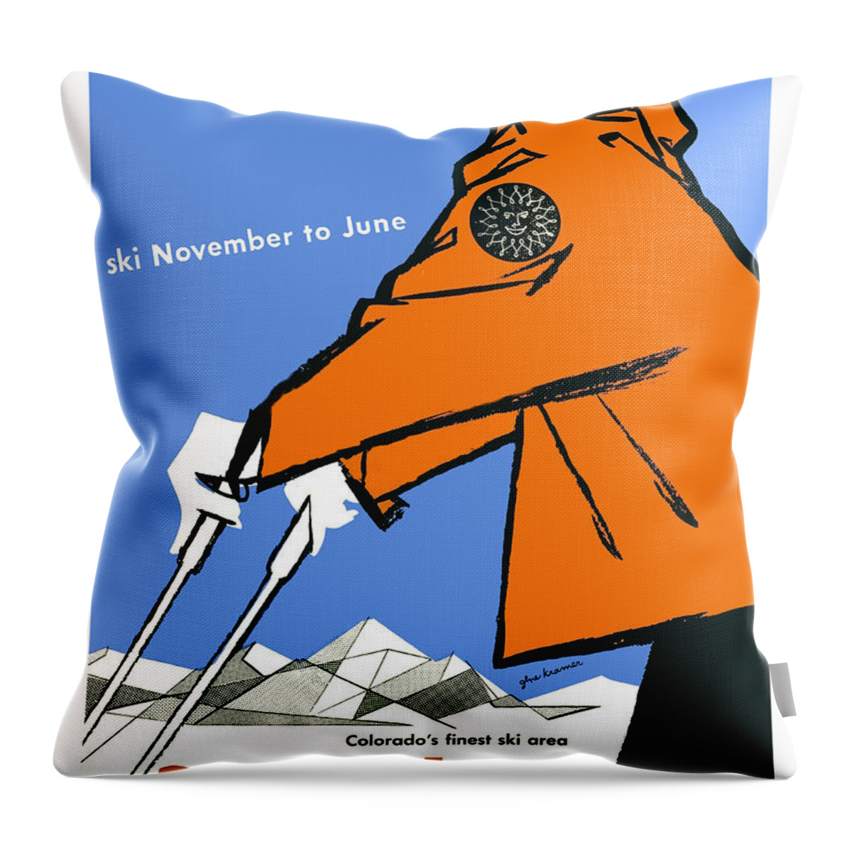 Arapahoe Basin Throw Pillow featuring the painting Arapahoe Basin, Colorado, travel poster by Long Shot