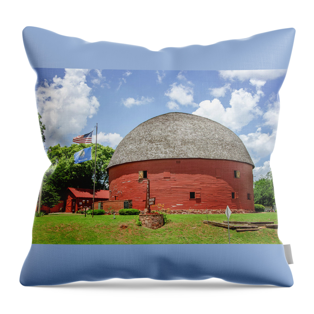 Arcadia Round Barn Throw Pillow featuring the photograph Arcadia Round Barn by Susan McMenamin