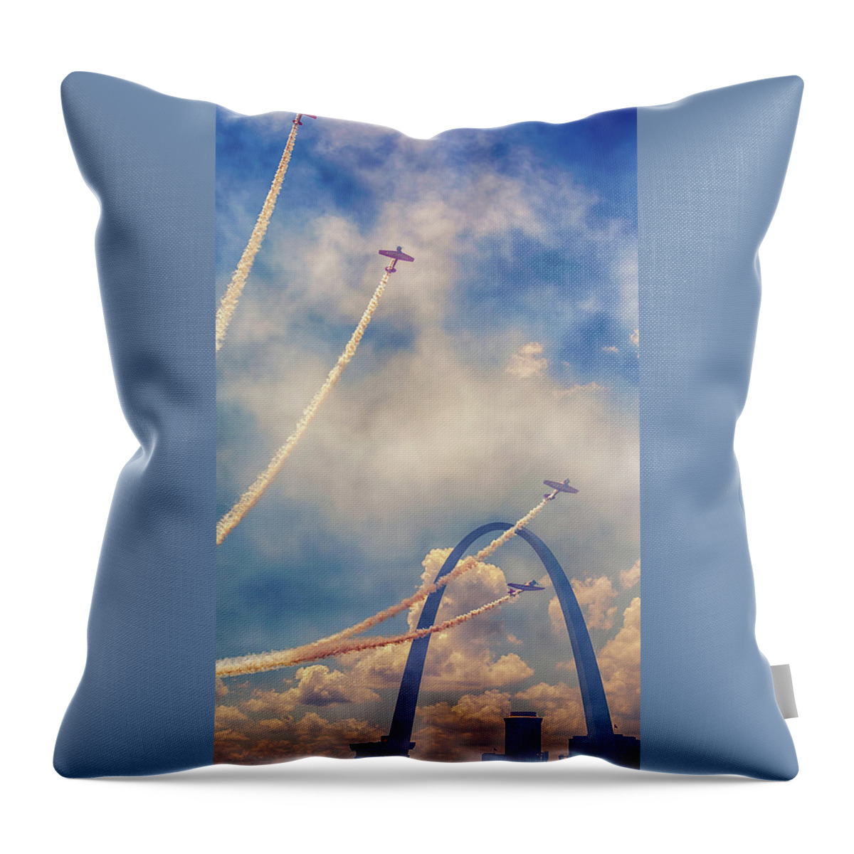 Aeroshell Throw Pillow featuring the photograph Arch Flight by Susan Rissi Tregoning