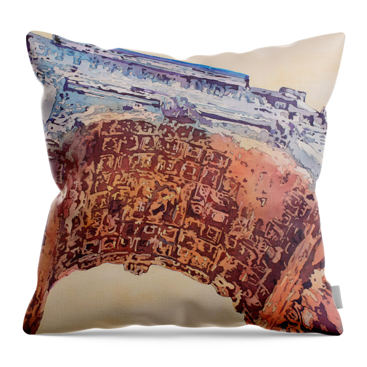 Arch Of Titus Throw Pillow featuring the painting Arch of Titus Two by Jenny Armitage