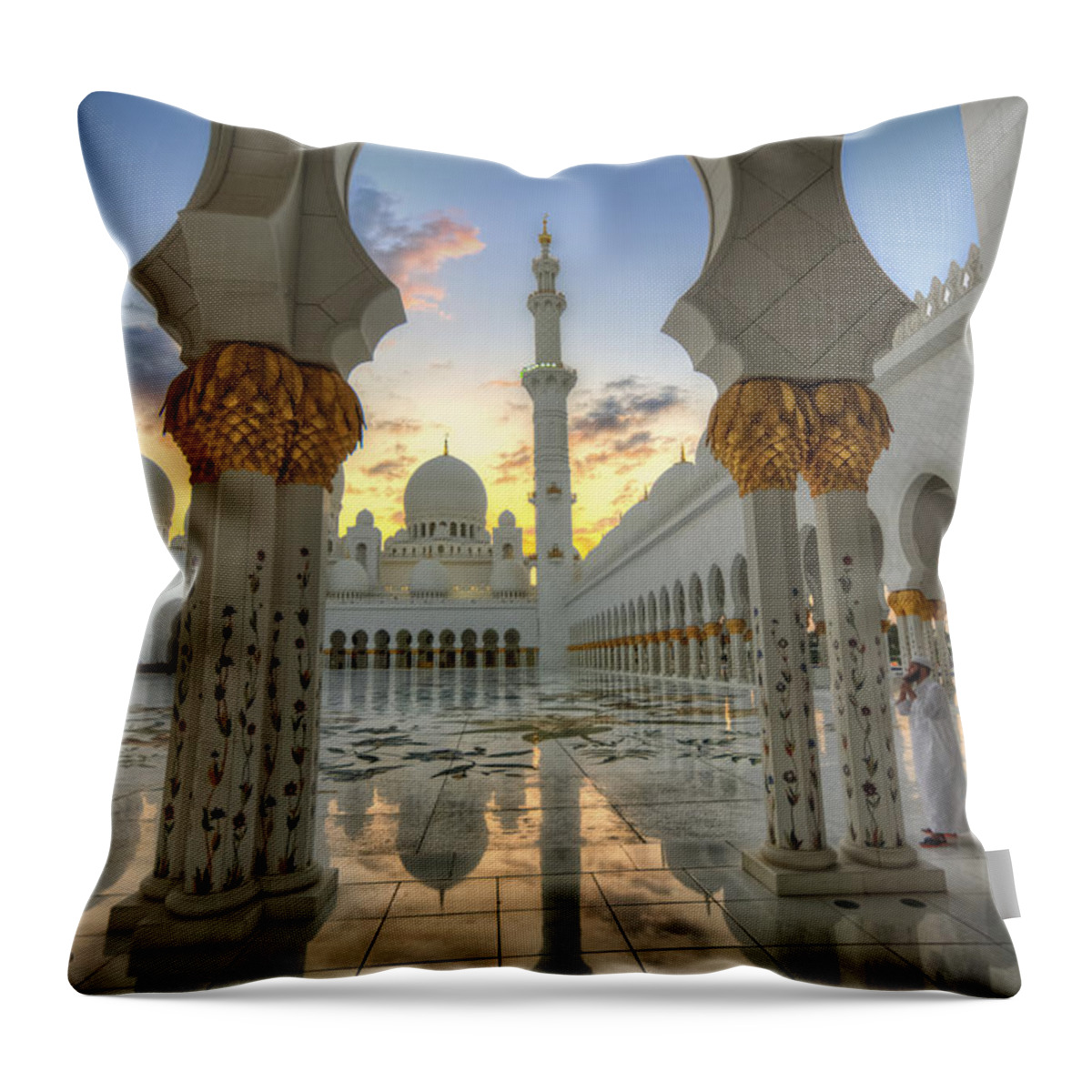 Abstract Throw Pillow featuring the photograph Arch Sunset Temple by John Swartz