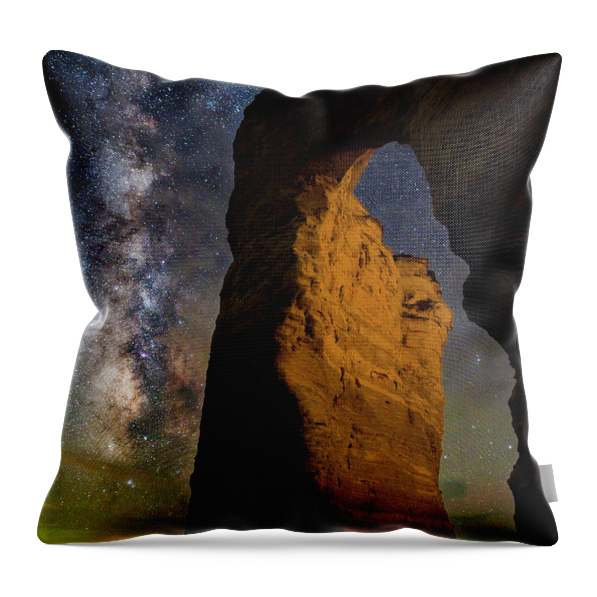 Night Photography Throw Pillow featuring the photograph Arch Ways and Milky Ways by Darren White