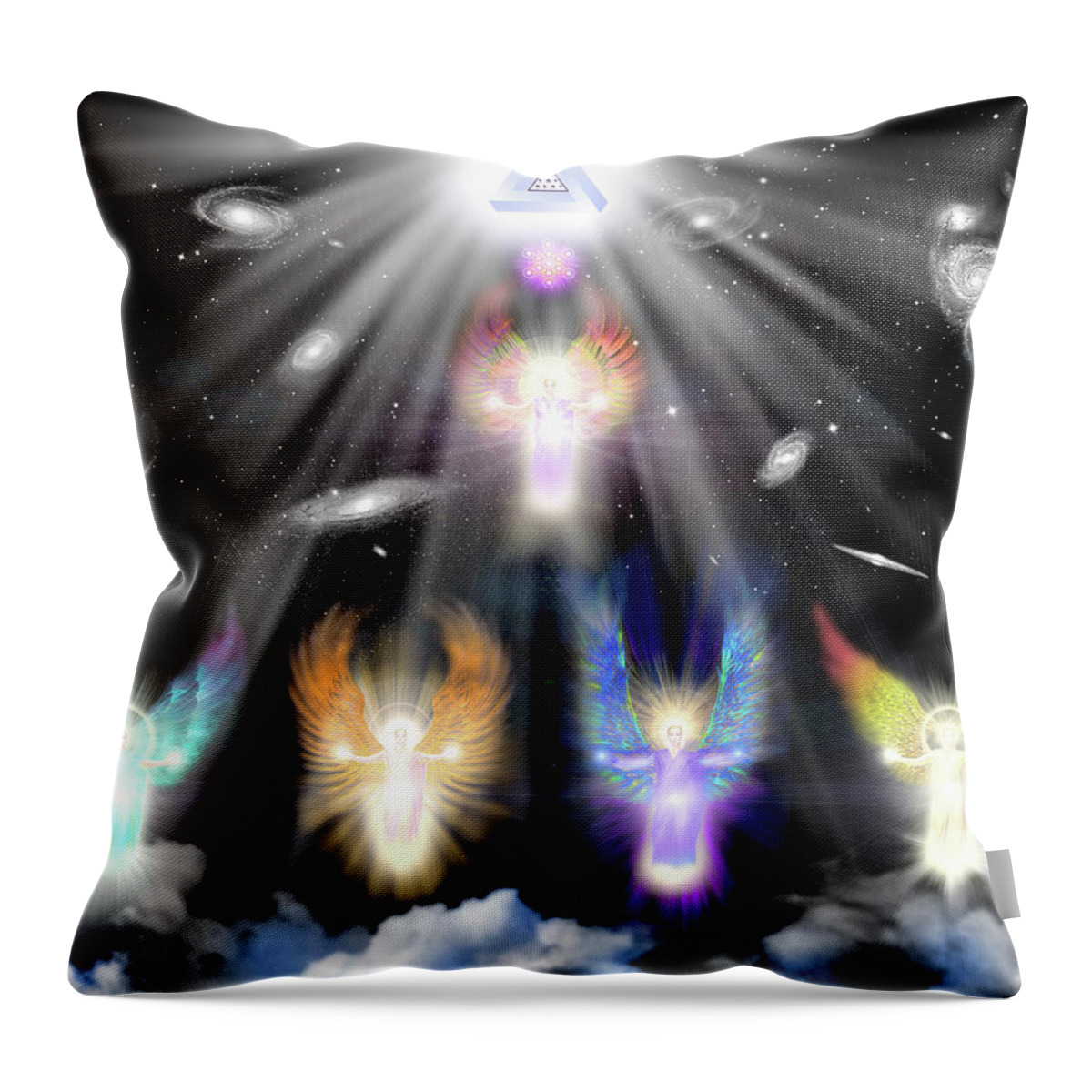 Endre Throw Pillow featuring the ceramic art Archangels by Endre Balogh