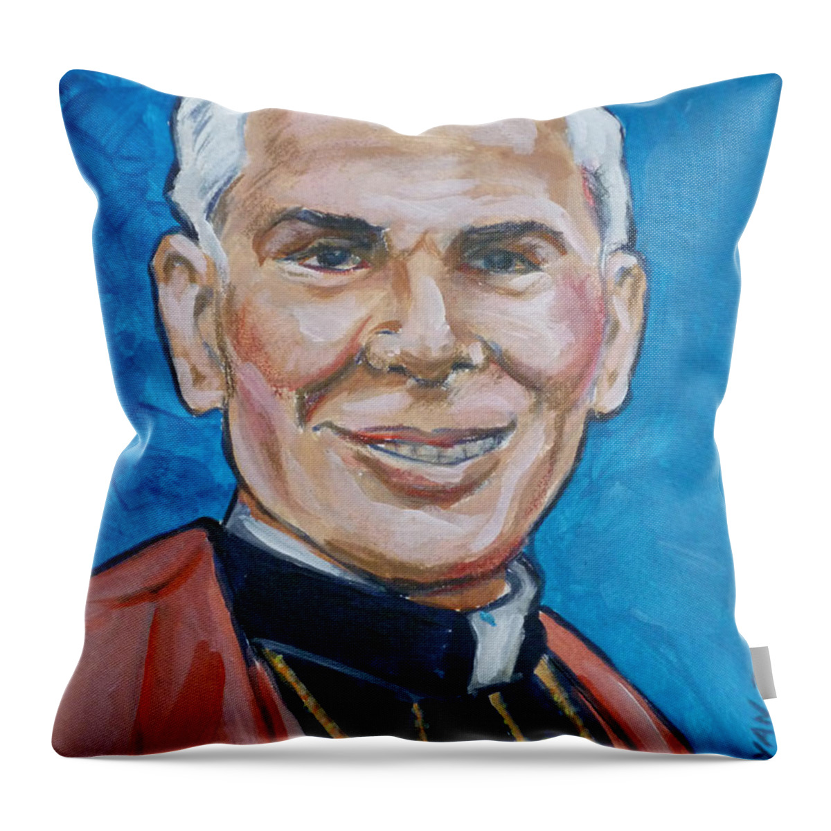 Archbishop Throw Pillow featuring the painting Archbishop Fulton J. Sheen by Bryan Bustard