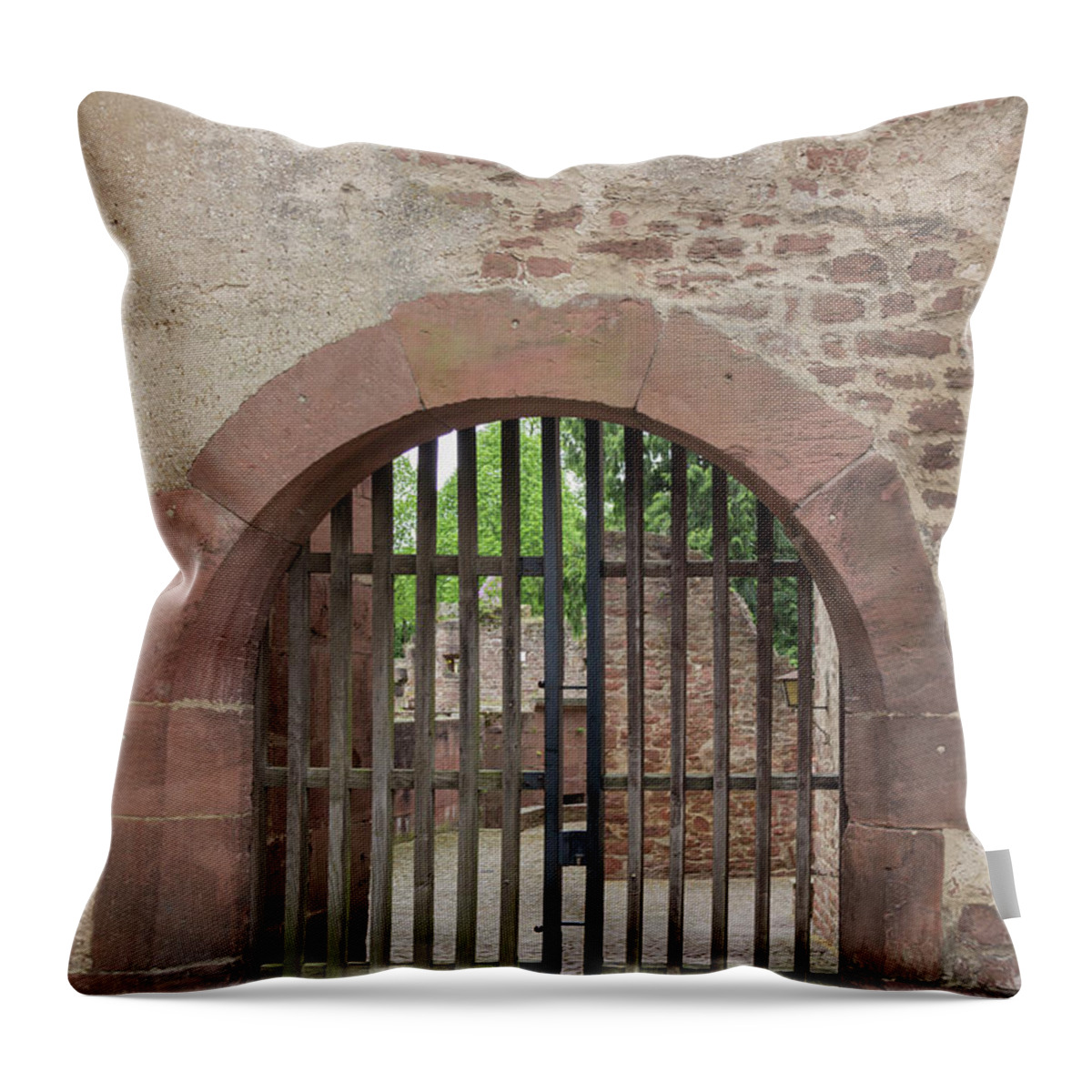 Heidelberg Throw Pillow featuring the photograph Arched Gate at Heidelberg Castle by Teresa Mucha