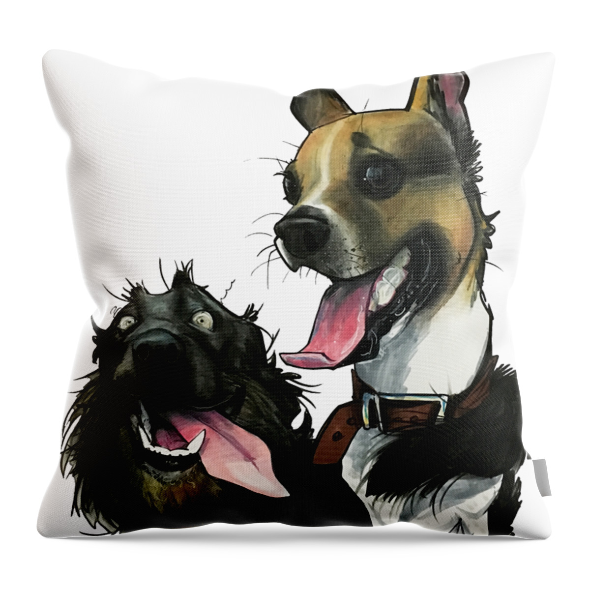 Dog Portrait Throw Pillow featuring the drawing Archer 3416 by John LaFree