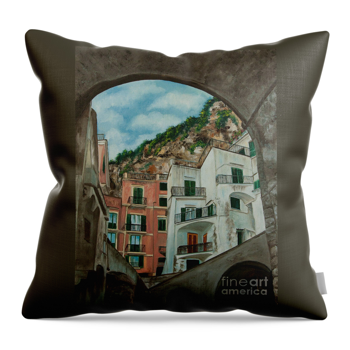 Italy Street Painting Throw Pillow featuring the painting Arches of Italy by Charlotte Blanchard