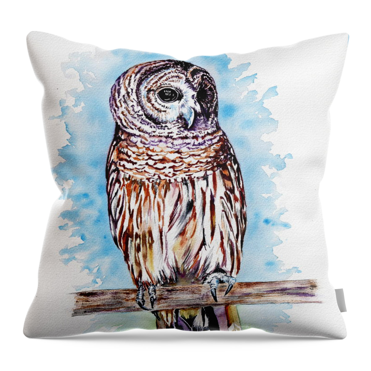 Owl Throw Pillow featuring the painting Archie by Maria Barry