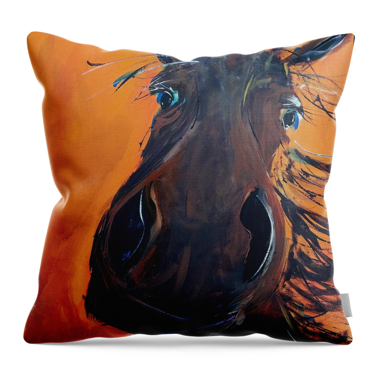 Horse Throw Pillow featuring the painting Archie by Terri Einer