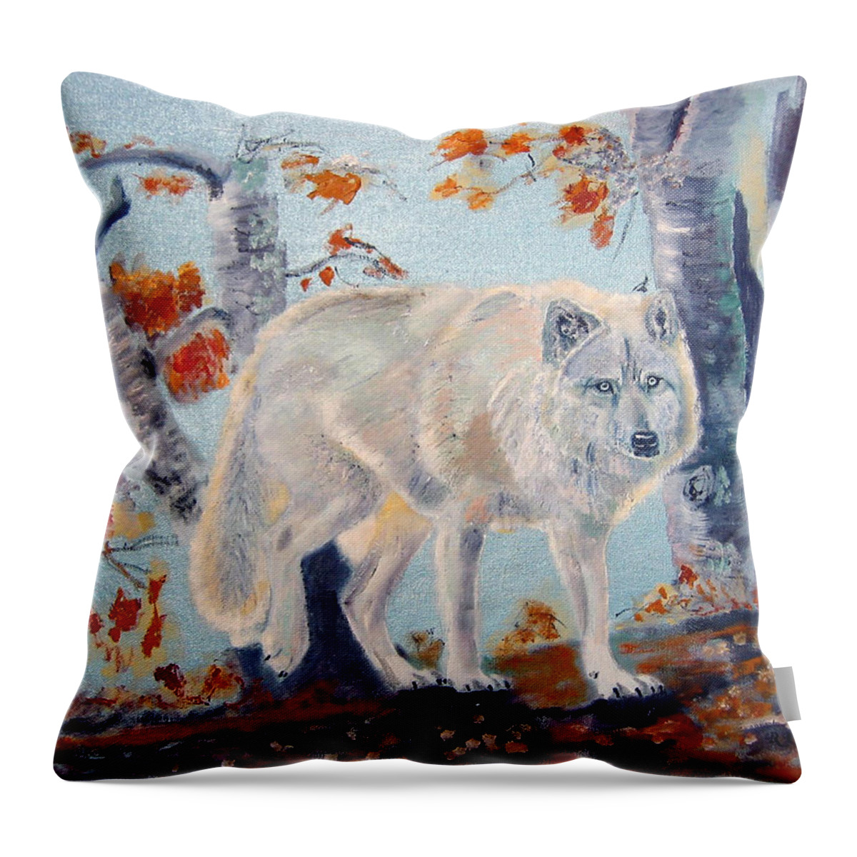 Wolf Throw Pillow featuring the painting Arctic Wolf by Richard Le Page