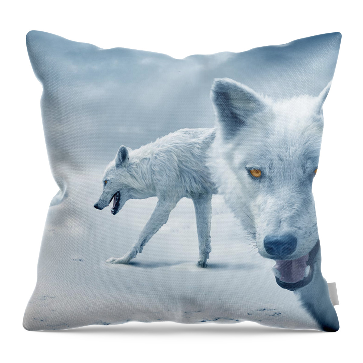 Arctic Throw Pillow featuring the photograph Arctic Wolves by Mal Bray