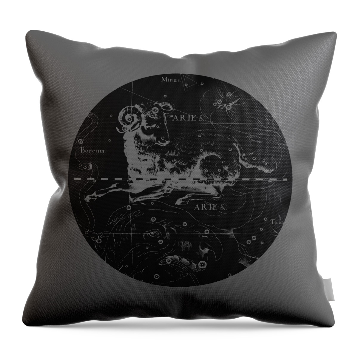 Aries Throw Pillow featuring the digital art Aries Zodiac Sign Hevelius Circa 1690 by Garaga Designs