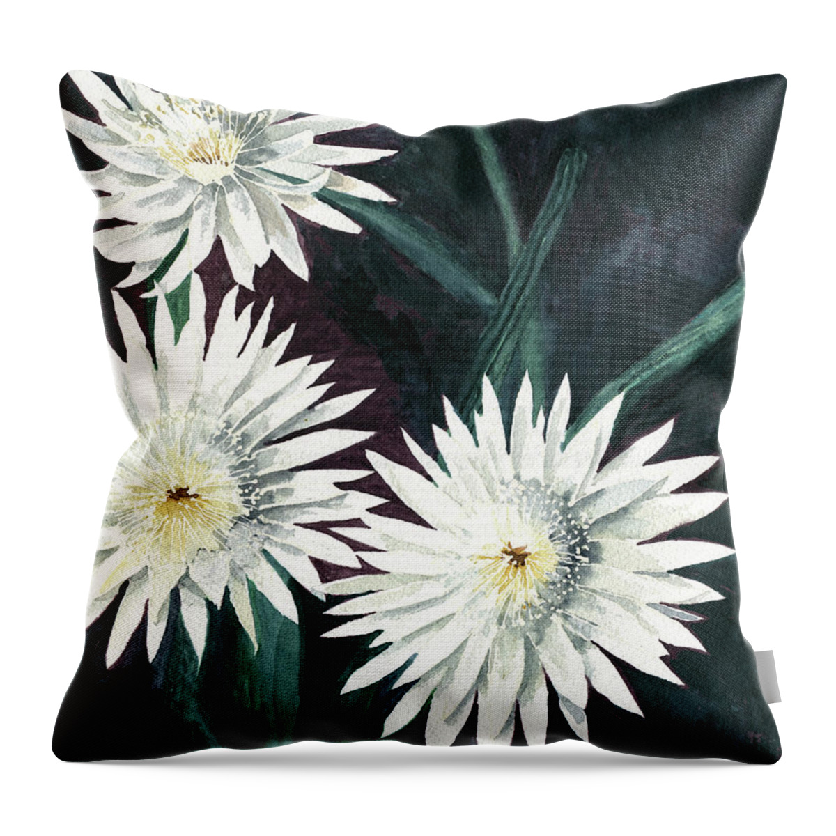 Cactus Throw Pillow featuring the painting Arizona Queen of the Night by Eric Samuelson