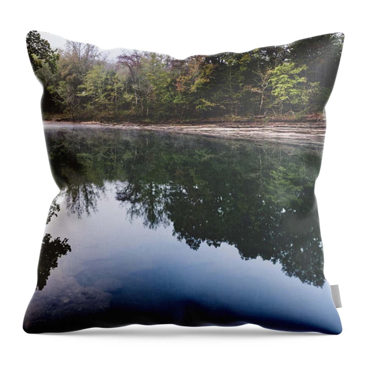 Arkansas Throw Pillow featuring the photograph arkansas River panorama 1 by Mati Krimerman