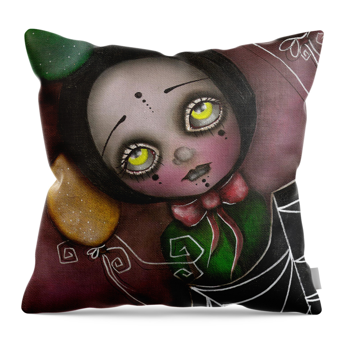 Abril Andrade Griffith Throw Pillow featuring the painting Arlequin Clown Girl by Abril Andrade