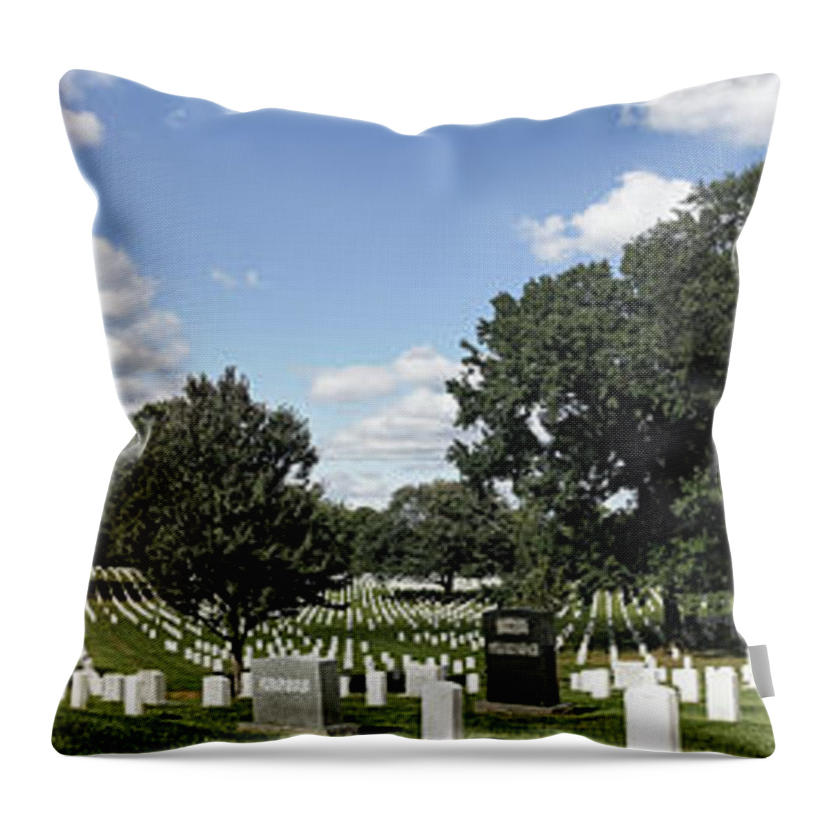 Arlington National Cemetery Panorama Throw Pillow featuring the photograph Arlington National Cemetery Panorama by Doolittle Photography and Art