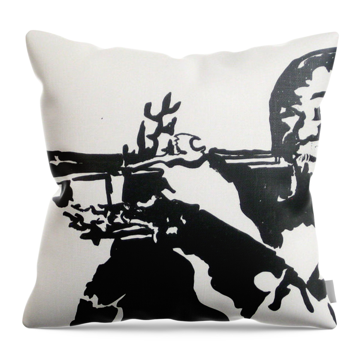 Louie Armstrong Throw Pillow featuring the drawing Armstrong Feeling Happy by Robert Margetts