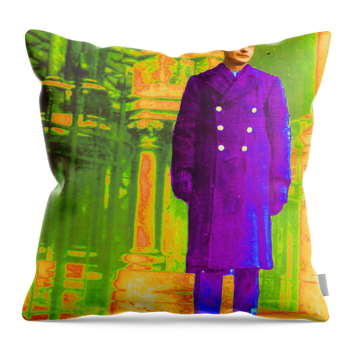 Antiques Throw Pillow featuring the photograph Army Soldier in Paris by John Vincent Palozzi