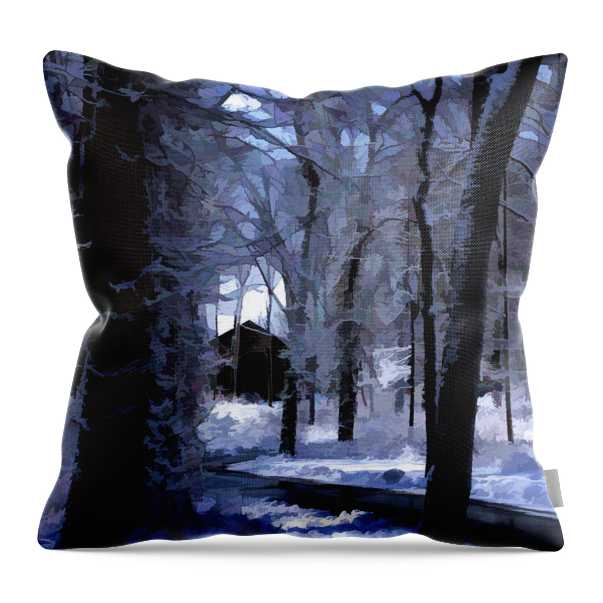 Winter Throw Pillow featuring the digital art Around the Corner by Xine Segalas