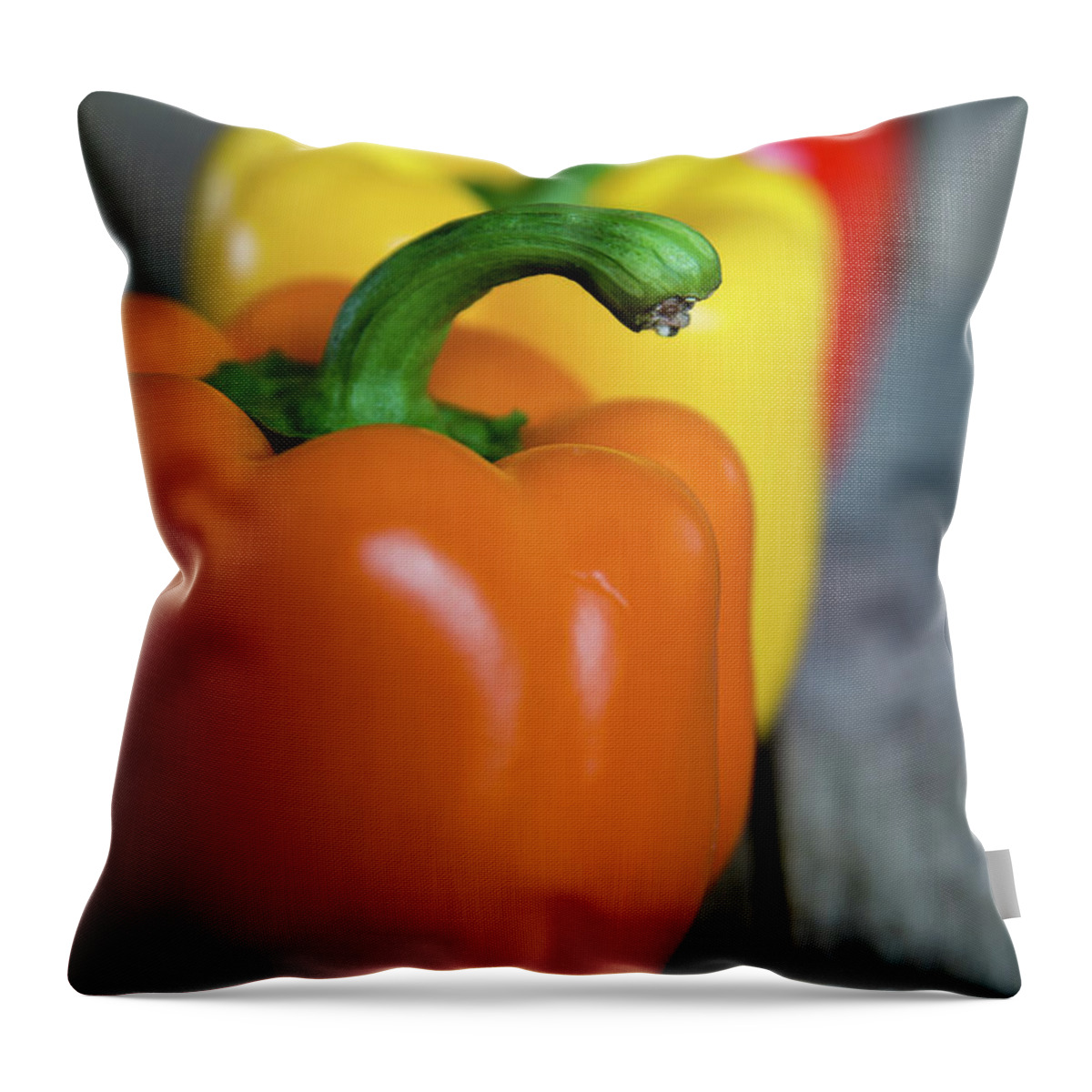 Green Throw Pillow featuring the photograph Array of Peppers by Deborah Klubertanz