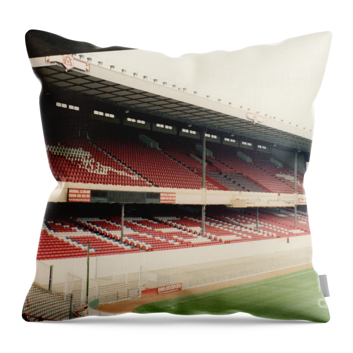 Arsenal Throw Pillow featuring the photograph Arsenal - Highbury - West Stand 2 - 1991 by Legendary Football Grounds