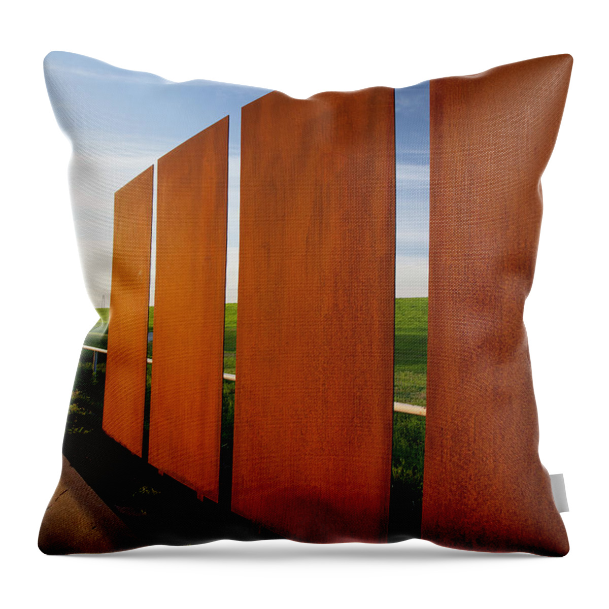 Art Installation Throw Pillow featuring the photograph Art and the Horizon, Dallas Texas by Greg Kopriva