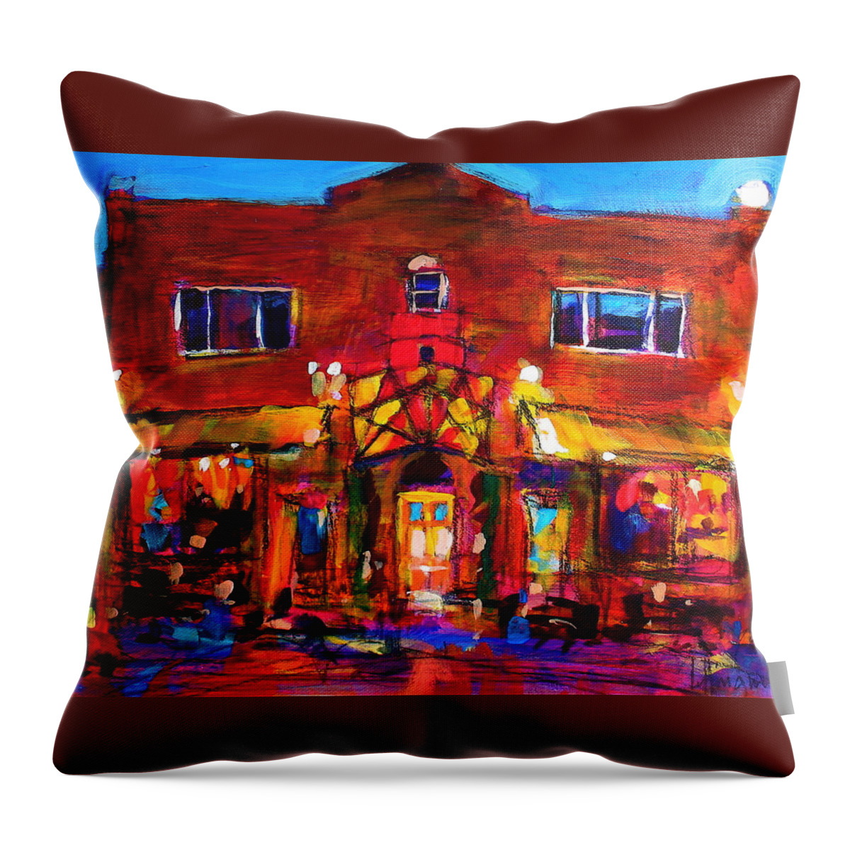 Art Bar Throw Pillow featuring the painting Art Bar by Les Leffingwell